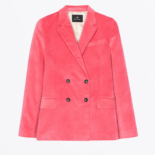 - Velvet Double breasted Jacket - Pink