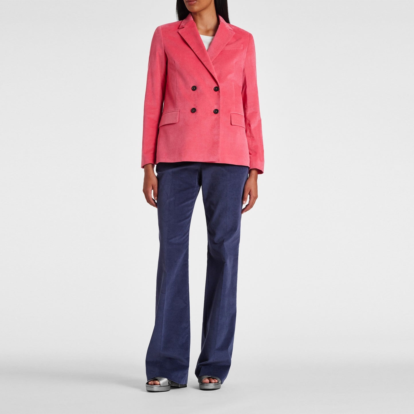 - Velvet Double breasted Jacket - Pink