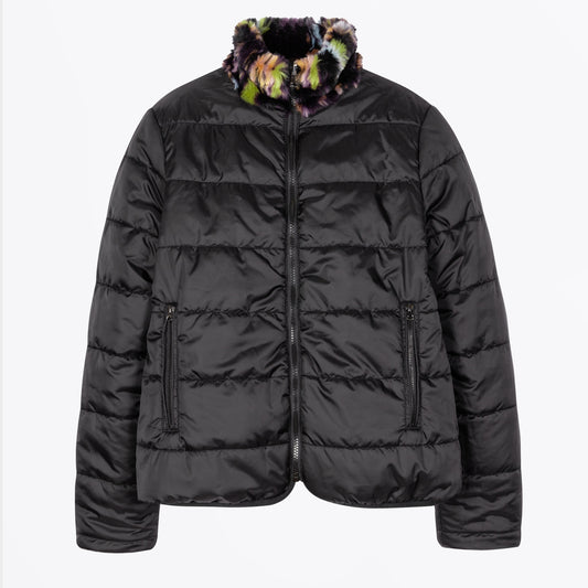 - Bark Reversible Faux Fur Jacket - Black