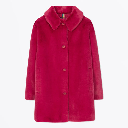 - Faux Fur Coat - Raspberry