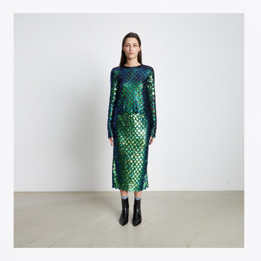 - Delores Sequin Skirt - Aqua Blue