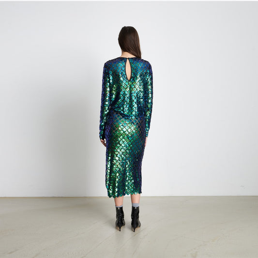 - Delores Sequin Skirt - Aqua Blue