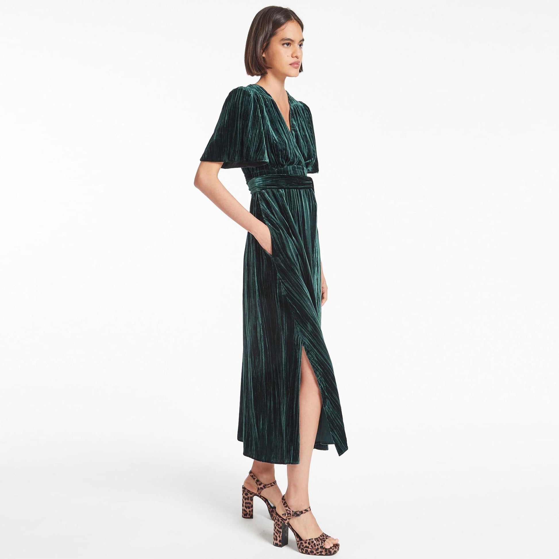 Cefinn - - Gina Plisse Velvet Maxi Dress