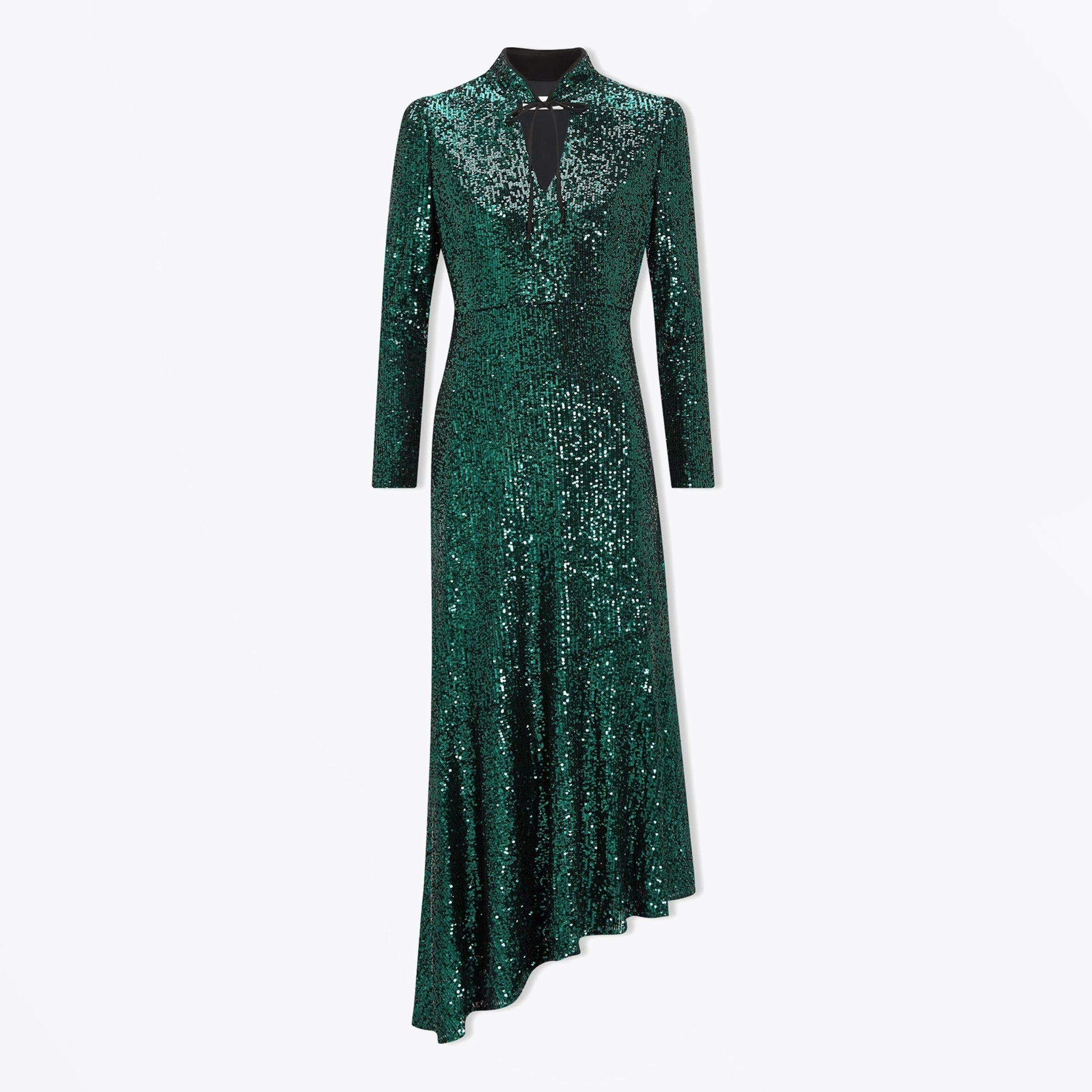 - Jacquetta Sequin V Neck Maxi Dress - Green