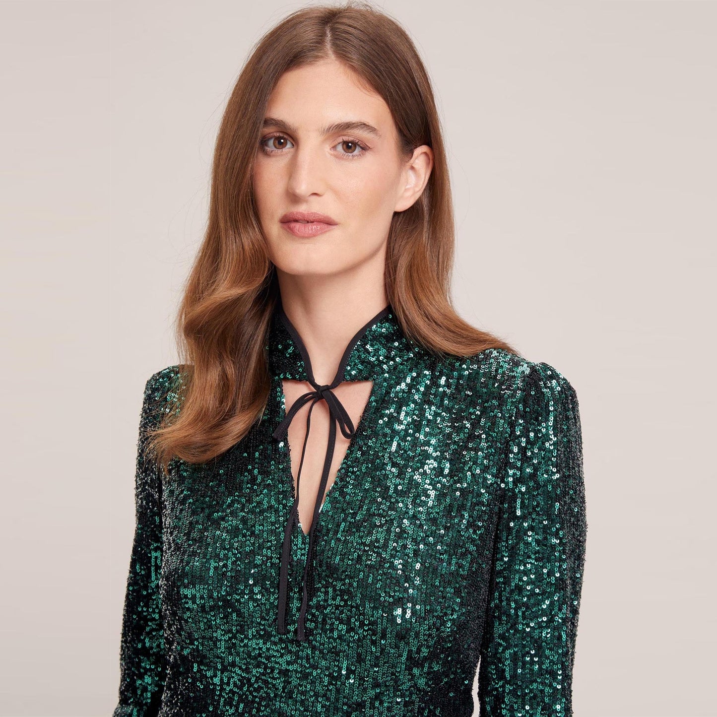 Jacquetta Sequin V Neck Maxi Dress - Green