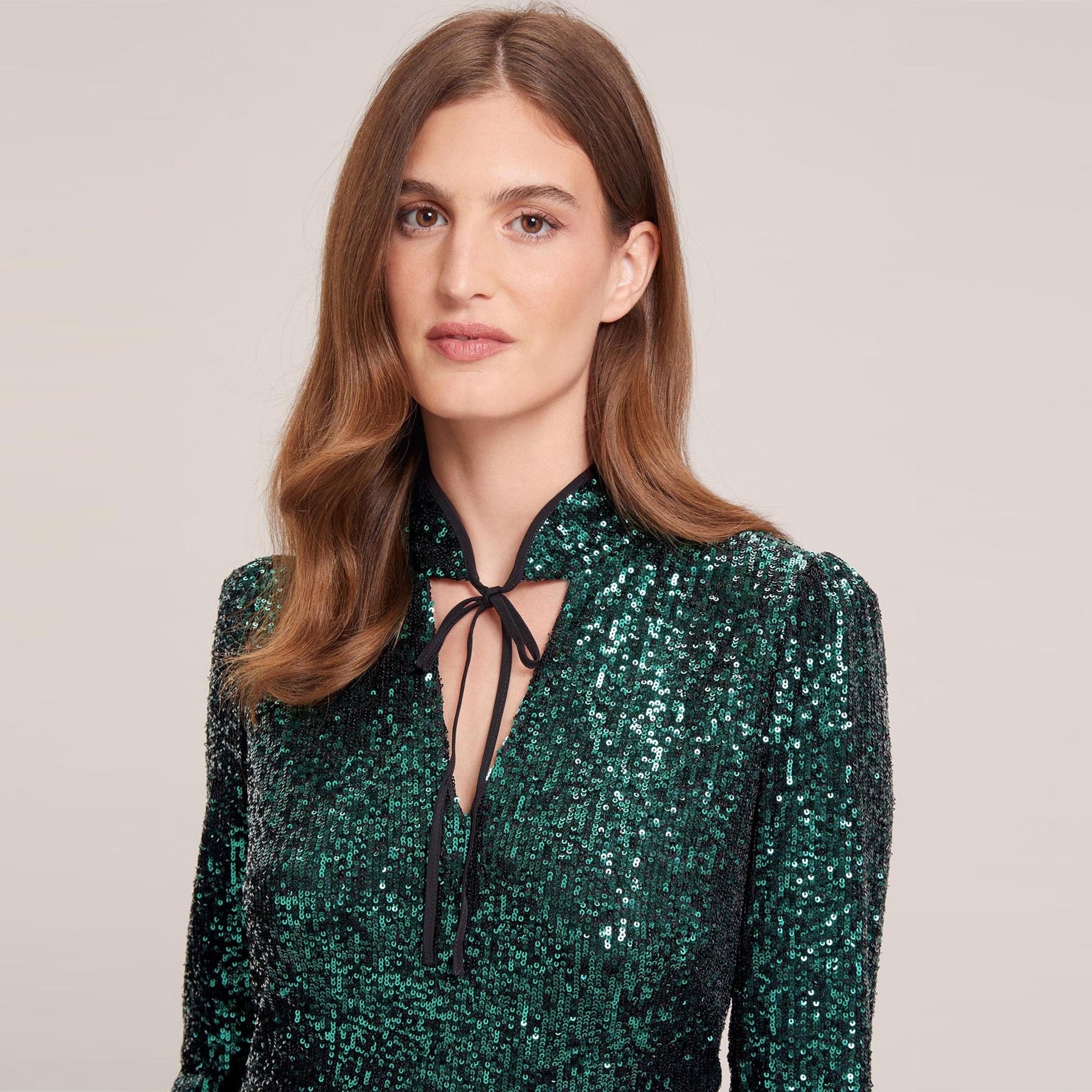 Cefinn Jacquetta Sequin V Neck Maxi Dress - Green