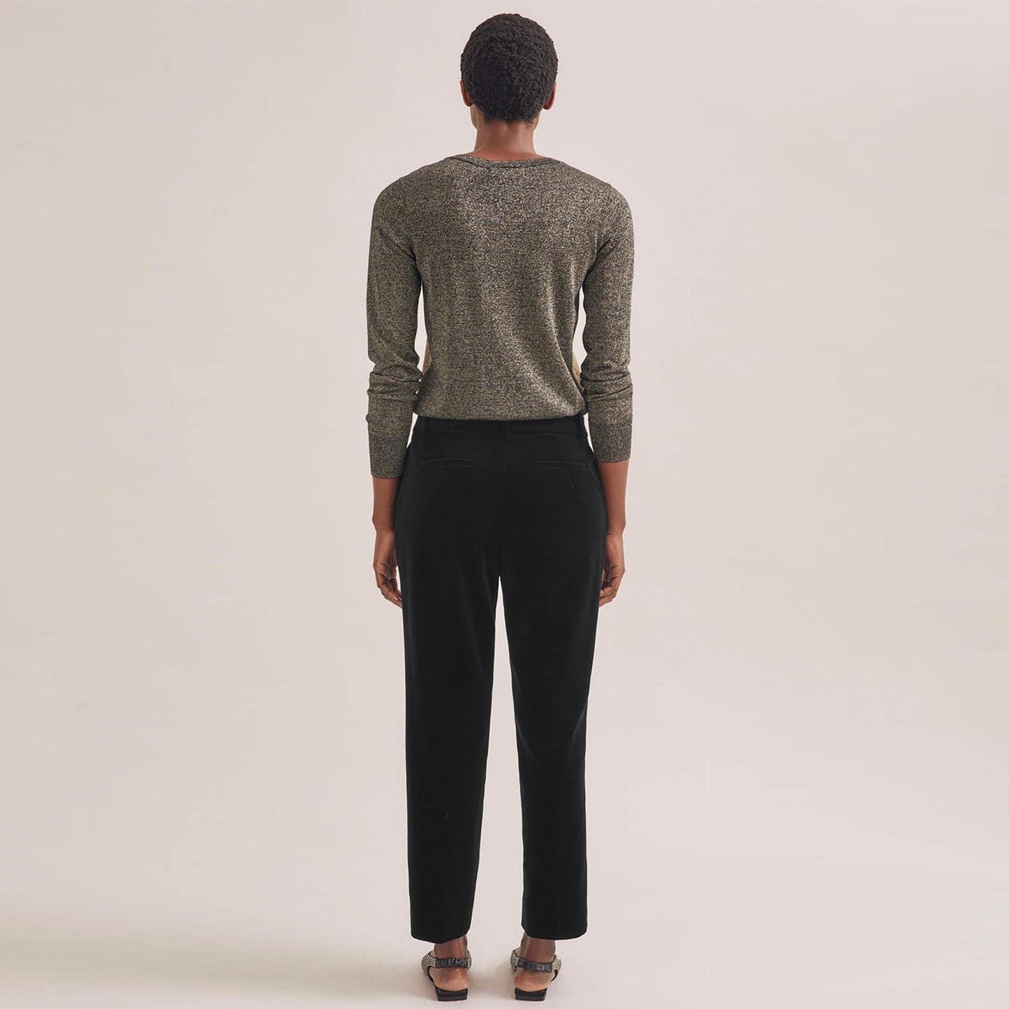 - Tatum Tapered Cotton Velvet Trousers - Black