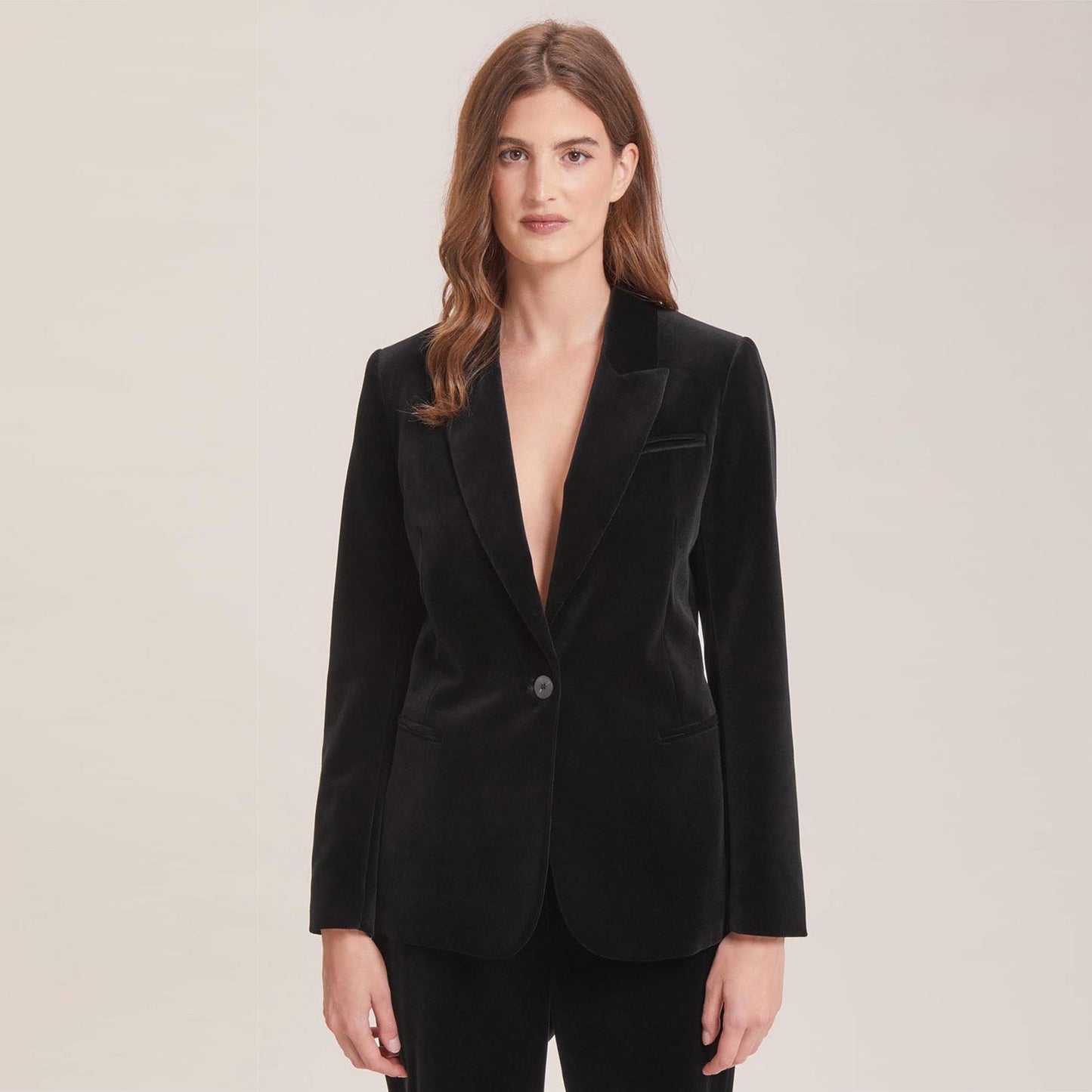 Jamie Cotton Velvet Blazer - Black