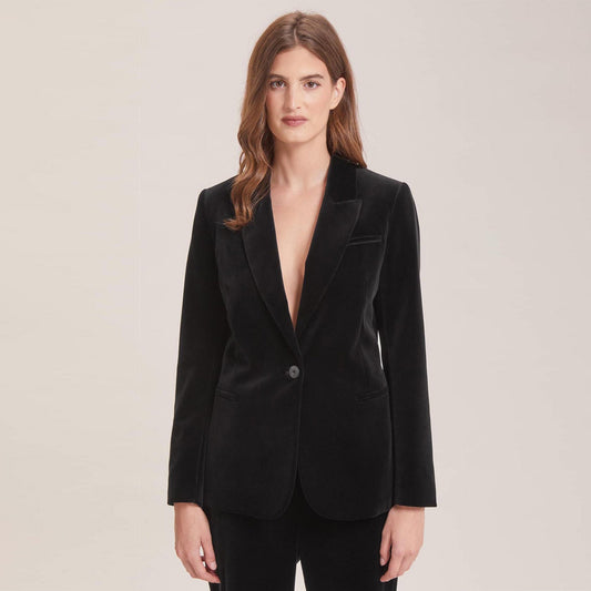 Jamie Cotton Velvet Blazer - Black