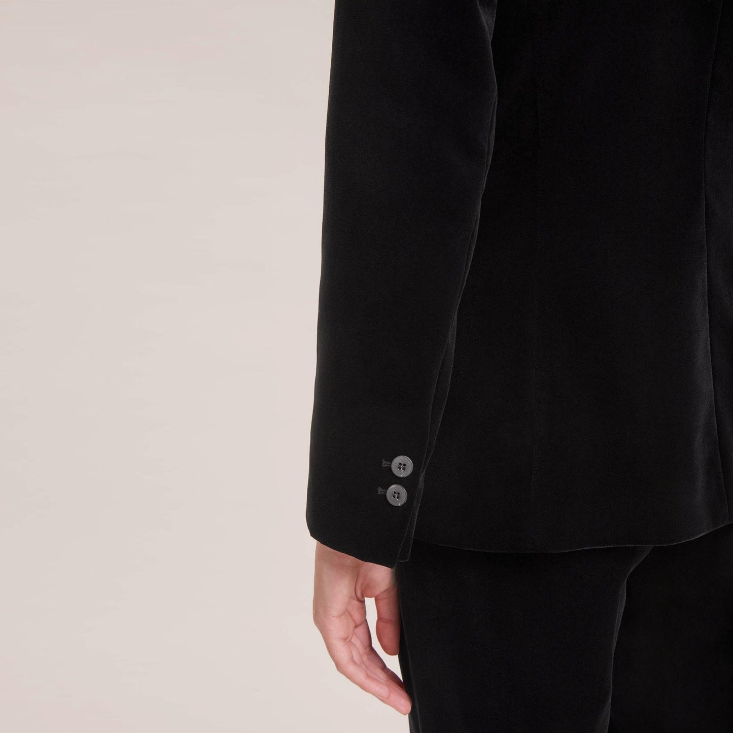 Jamie Cotton Velvet Blazer - Black