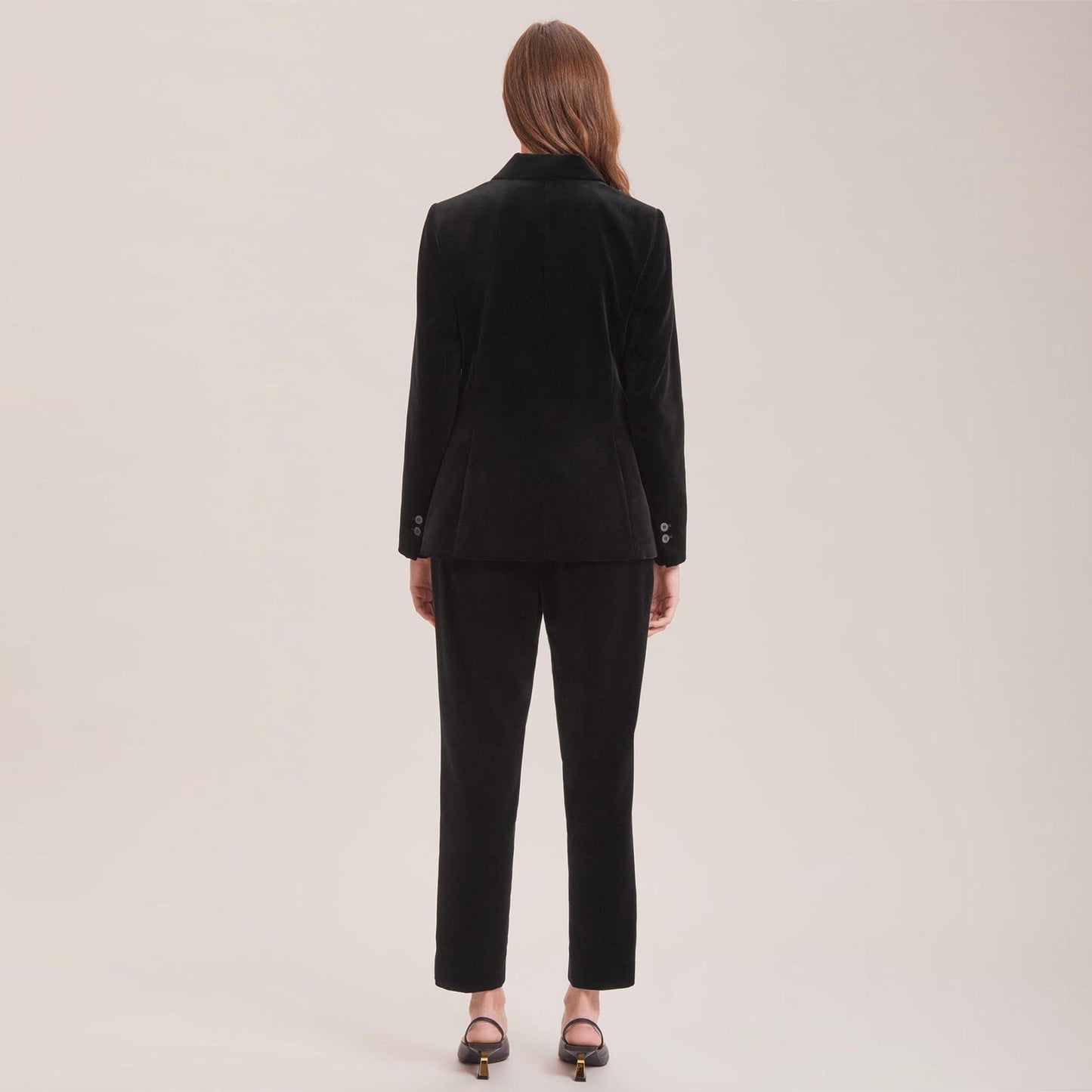 Jamie Cotton Velvet Blazer - Black