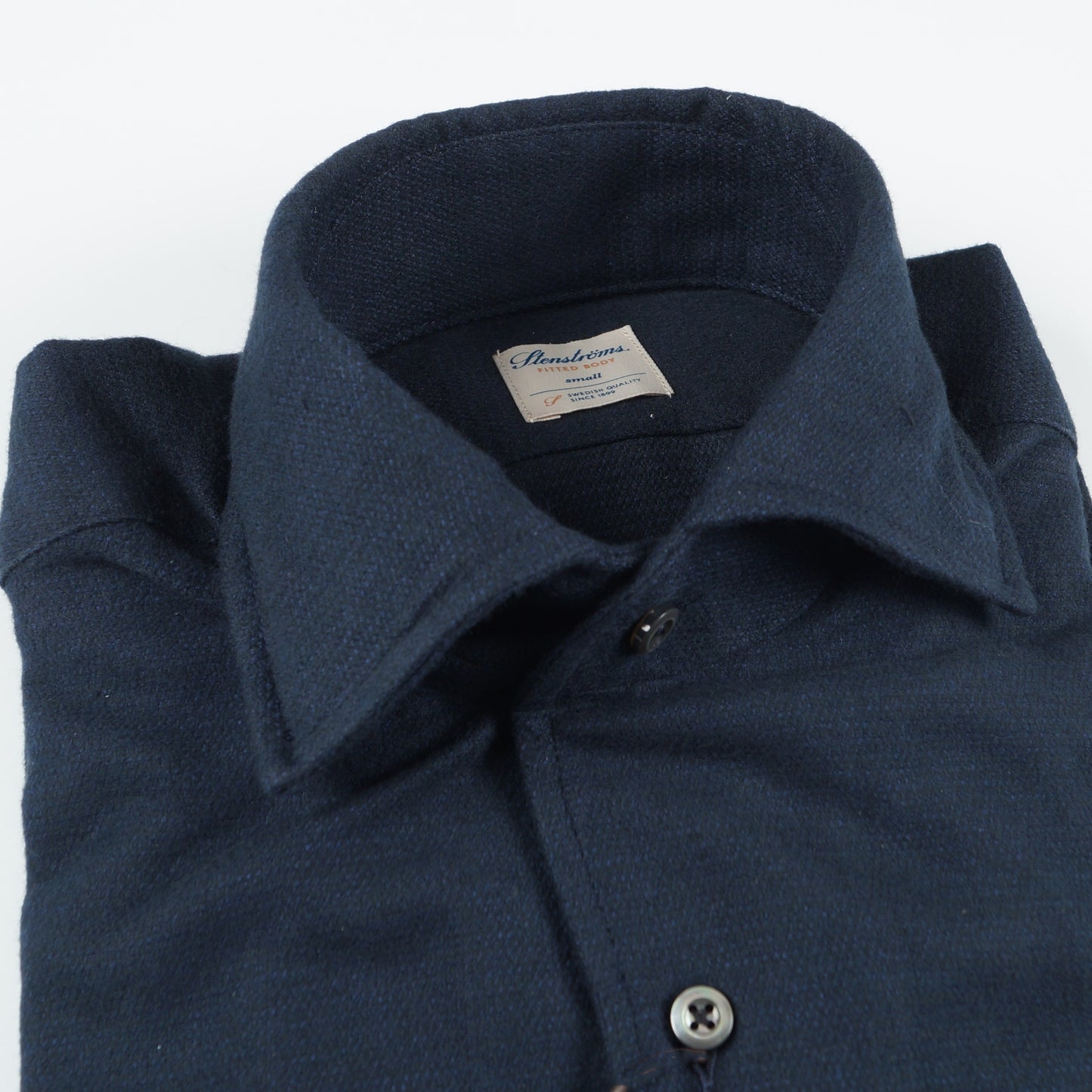 - Schiller Collar Brushed Cotton Shirt - Navy
