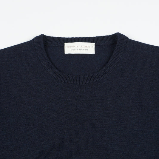 - Wool Cashmere Crew Neck - Navy