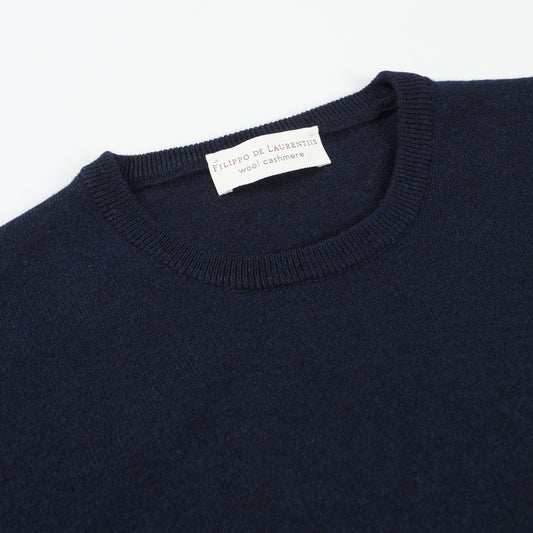 - Wool Cashmere Crew Neck - Navy