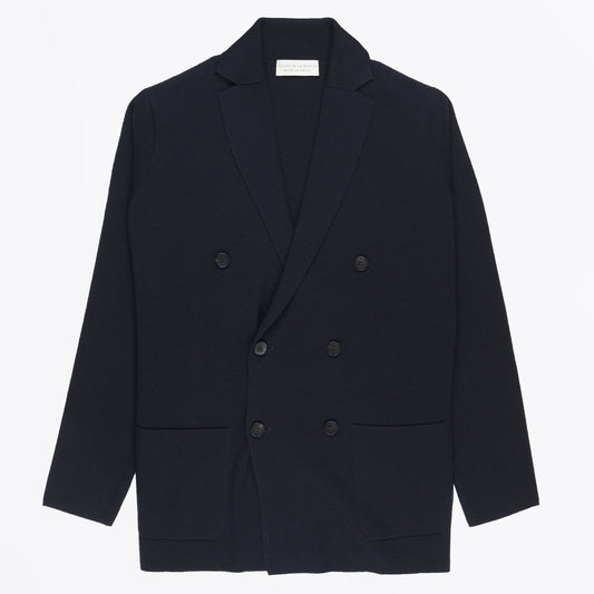 - Extrafine Merino Lapel Jacket - Navy