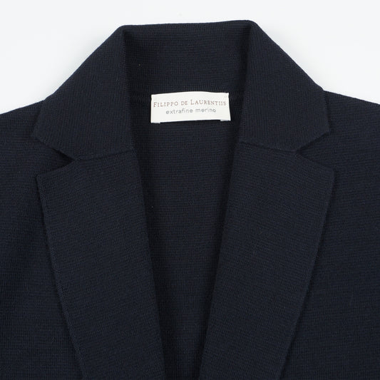 - Extrafine Merino Lapel Jacket - Navy