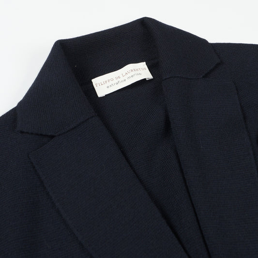 - Extrafine Merino Lapel Jacket - Navy