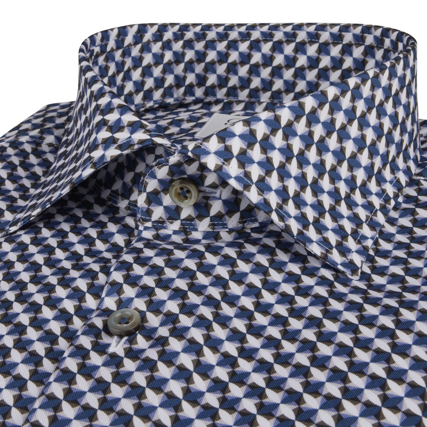 Fitted Body Geo Print Shirt - Blue