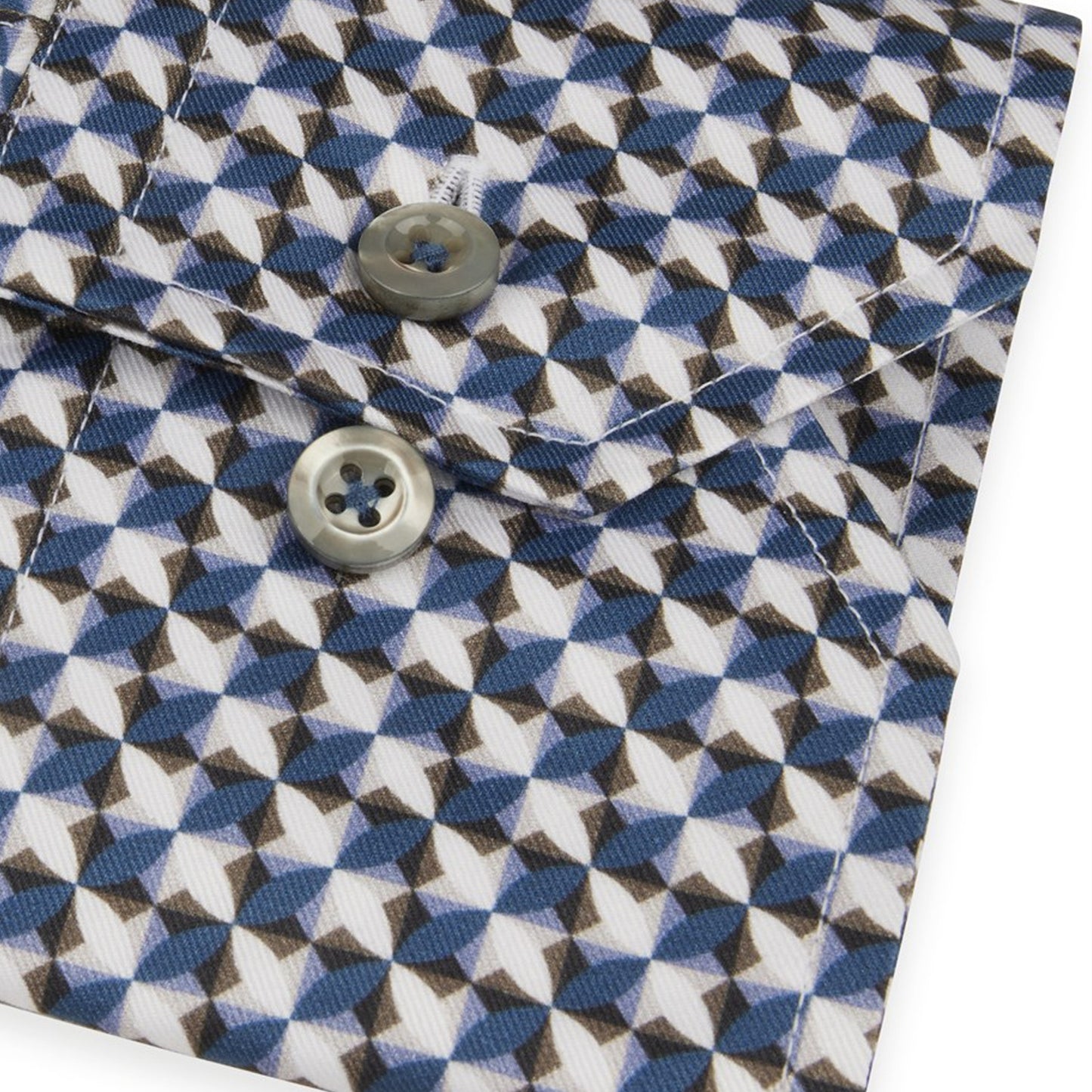 Fitted Body Geo Print Shirt - Blue