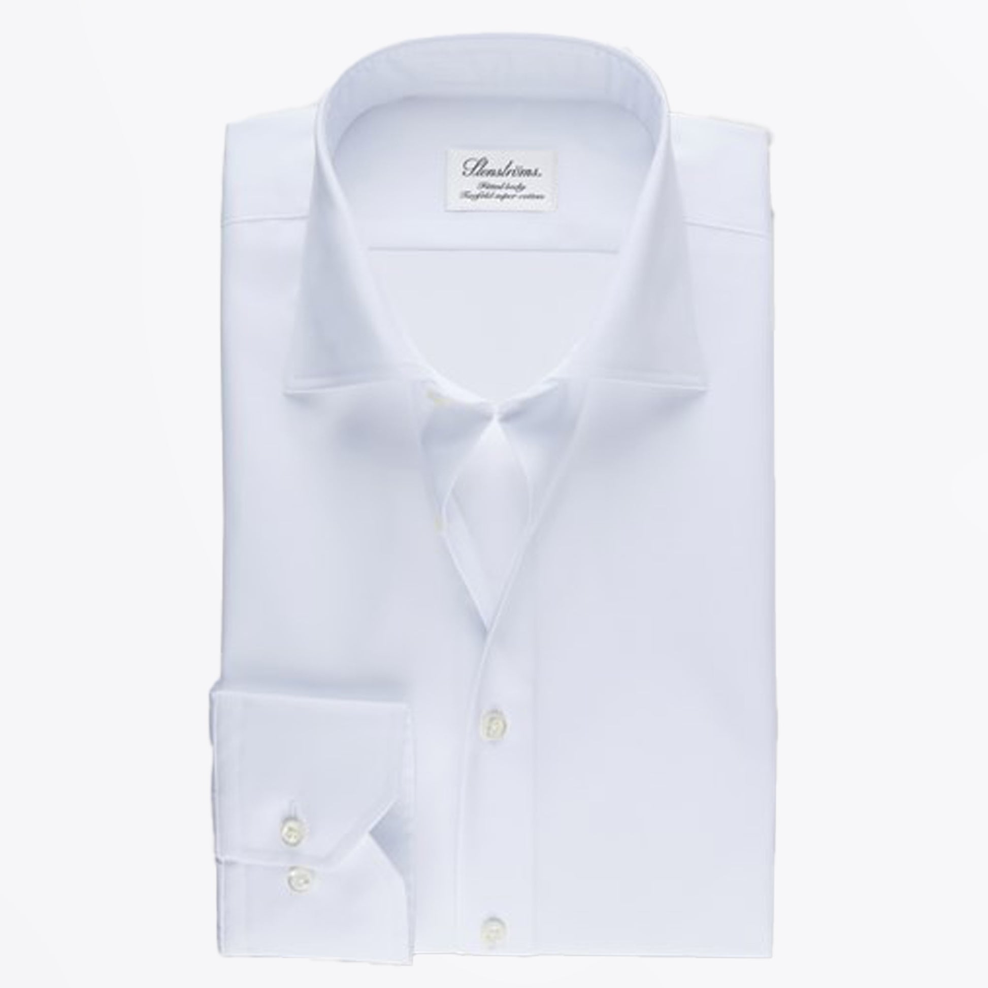 Stenstroms Fitted Body Two Fold Cotton Shirt - White