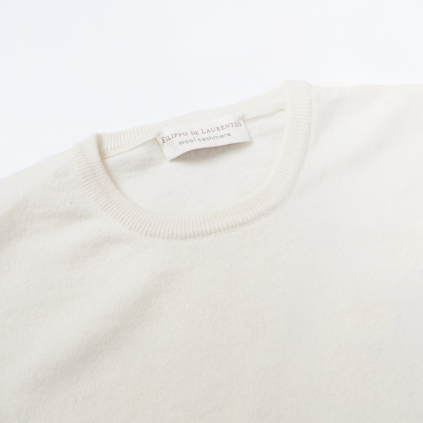 - Wool Cashmere Crew Neck Knit - Cream