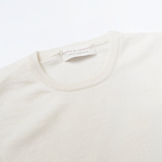 - Wool Cashmere Crew Neck Knit - Cream