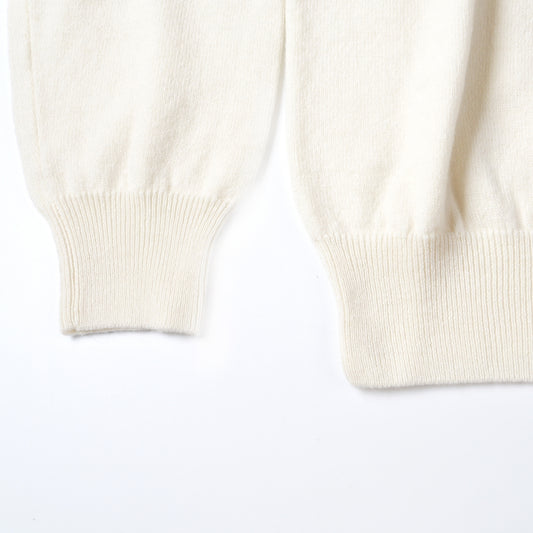 - Wool Cashmere Crew Neck Knit - Cream