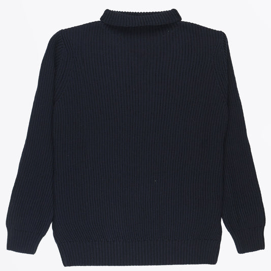- Turtle Neck Knit Pullover - Navy