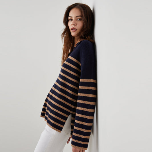 - Harris Sweater - Camel Navy