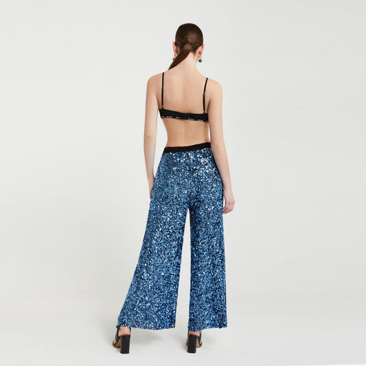 - Sequin Trousers - Ceruleo