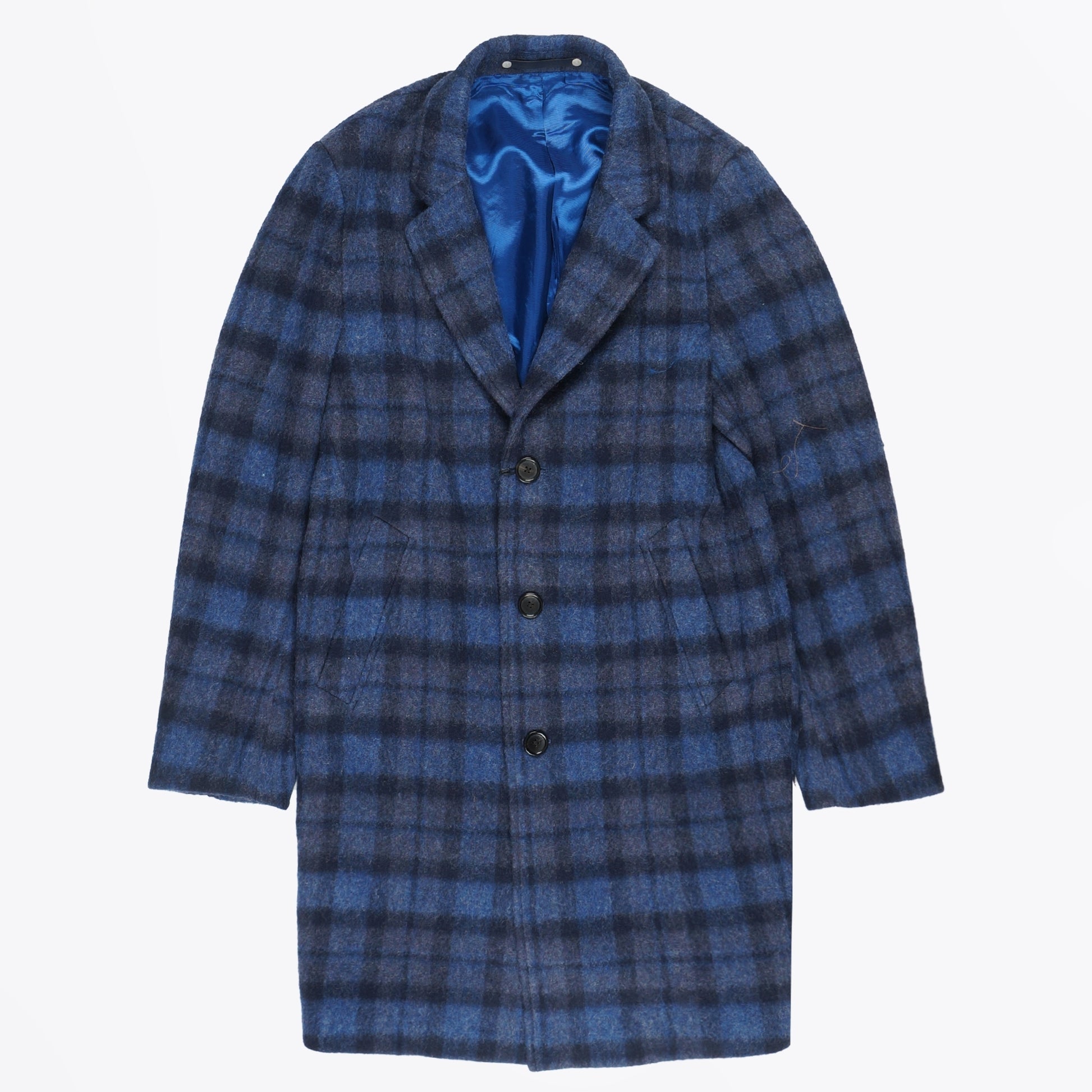 Paul - Wool-Blend Check Overcoat - Blue