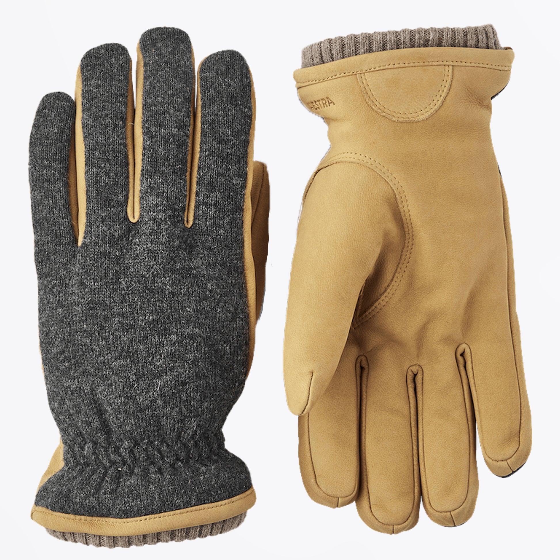 Hestra Noah Nubuck Wool Gloves - Charcoal Tan