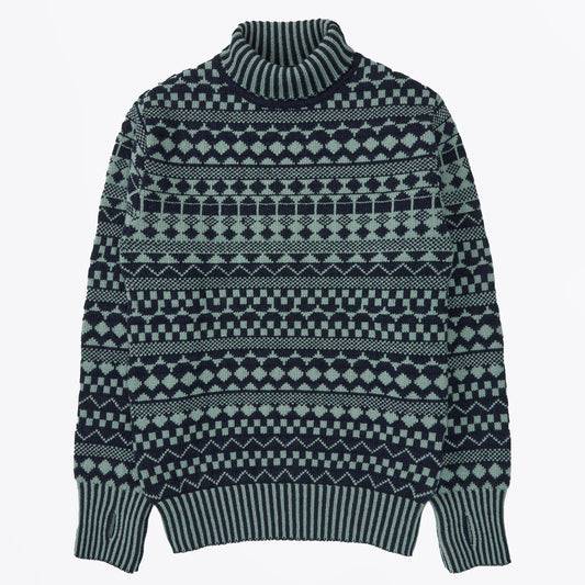 - Talbot Roll Neck Jumper Fitzroy - Navy/Sea