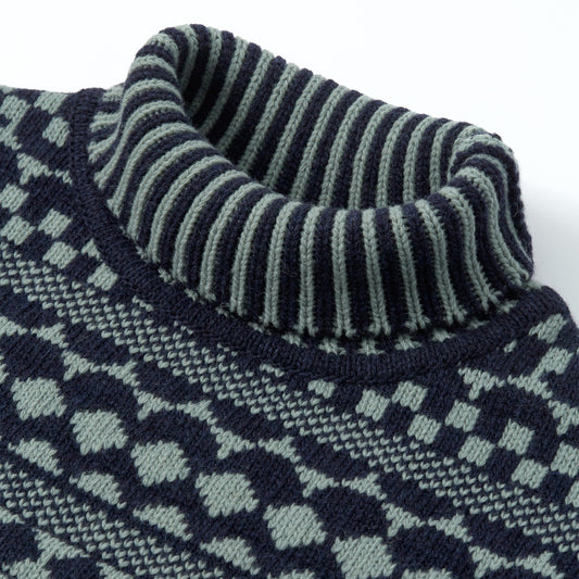 - Talbot Roll Neck Jumper Fitzroy - Navy/Sea