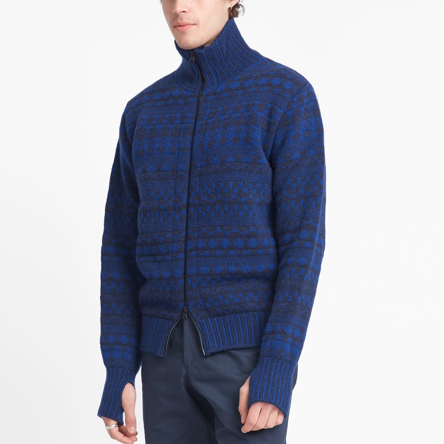 - Zip Through Cardigan Fitzroy - Navy/Blue