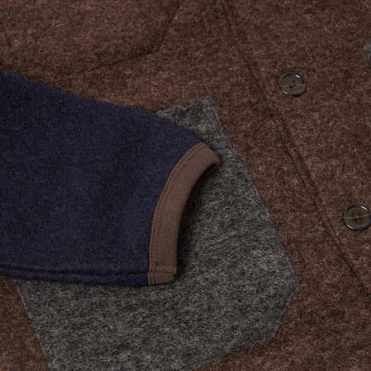 - Wool Feece Mixed Cardigan - Mixed Brown