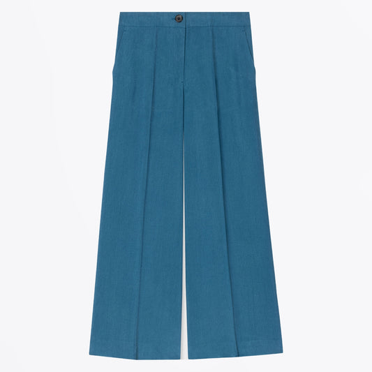 - Wide Leg Cropped Trousers -  Teal
