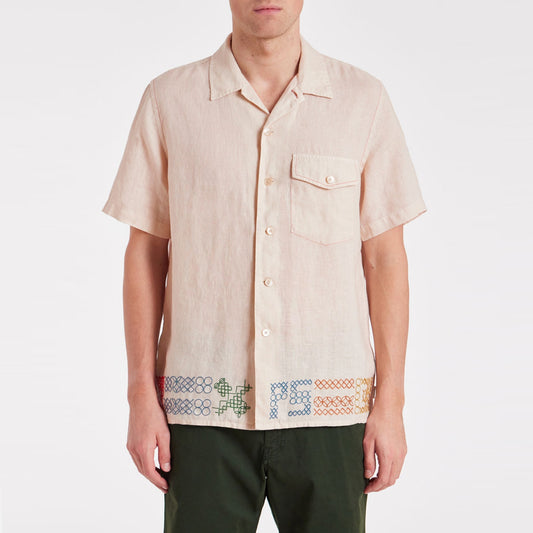 - Embroidery SS Shirt - Beige
