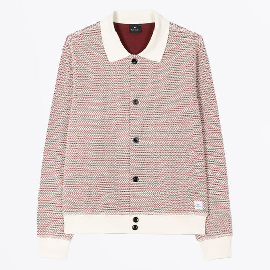 Jacquard Jersey Cardigan - Red/White