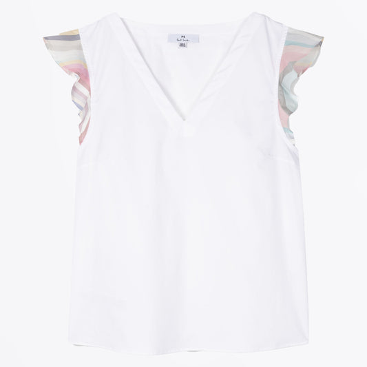 - V-Neck Cotton Top - White