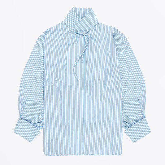 - Coral Shirt - White/Blue Stripes