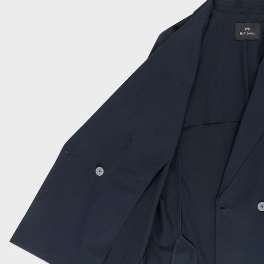 - Cotton Poplin Blazer - Navy