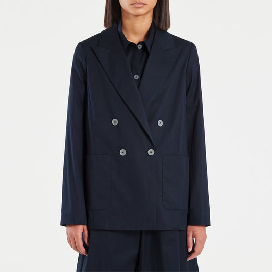 - Cotton Poplin Blazer - Navy