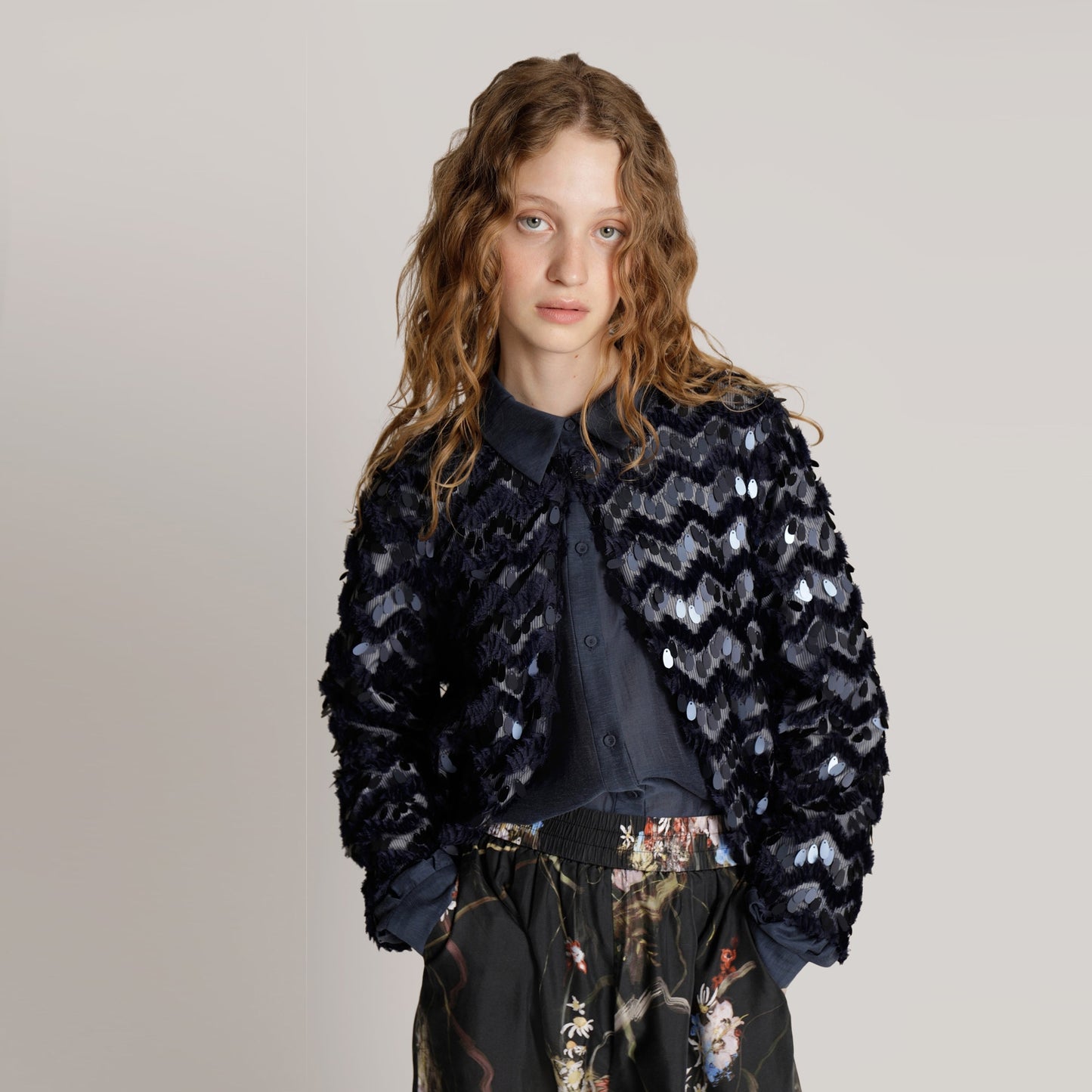 - Moolinu Sequin Jacket - Navy