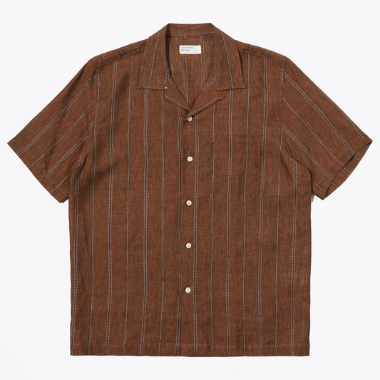 - Road SS Stripe Shirt - Brown