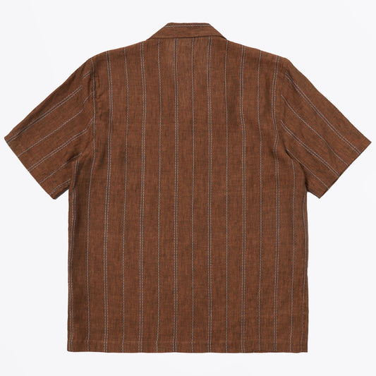 - Road SS Stripe Shirt - Brown