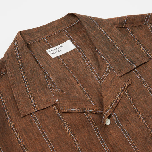 - Road SS Stripe Shirt - Brown