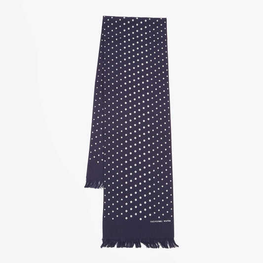 - Dot Print Short Scarf - Navy