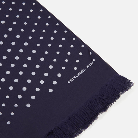 - Dot Print Short Scarf - Navy