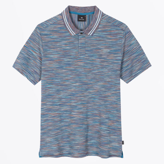 - Space Dye Polo Shirt - Blue